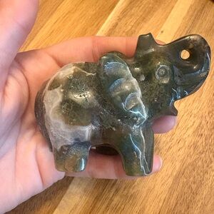 Jade & Quartz Elephant Figurine